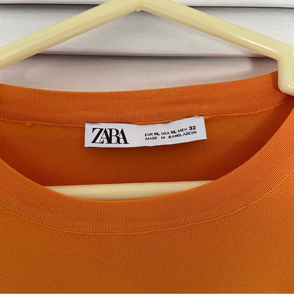 ZARA XL BASIC EXTRAFINE KNIT TOP Orange NWOT - Picture 3 of 4
